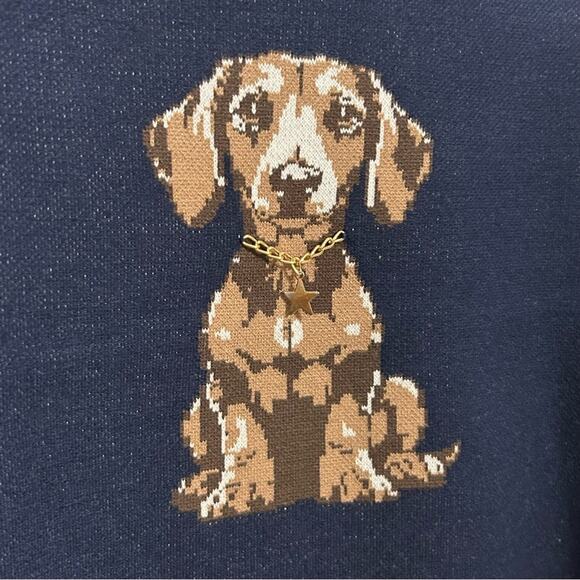 Nikka K Dachshund Dog Novelty Sweater star charm cozy Christmas Holiday NWT XL - Picture 5 of 8
